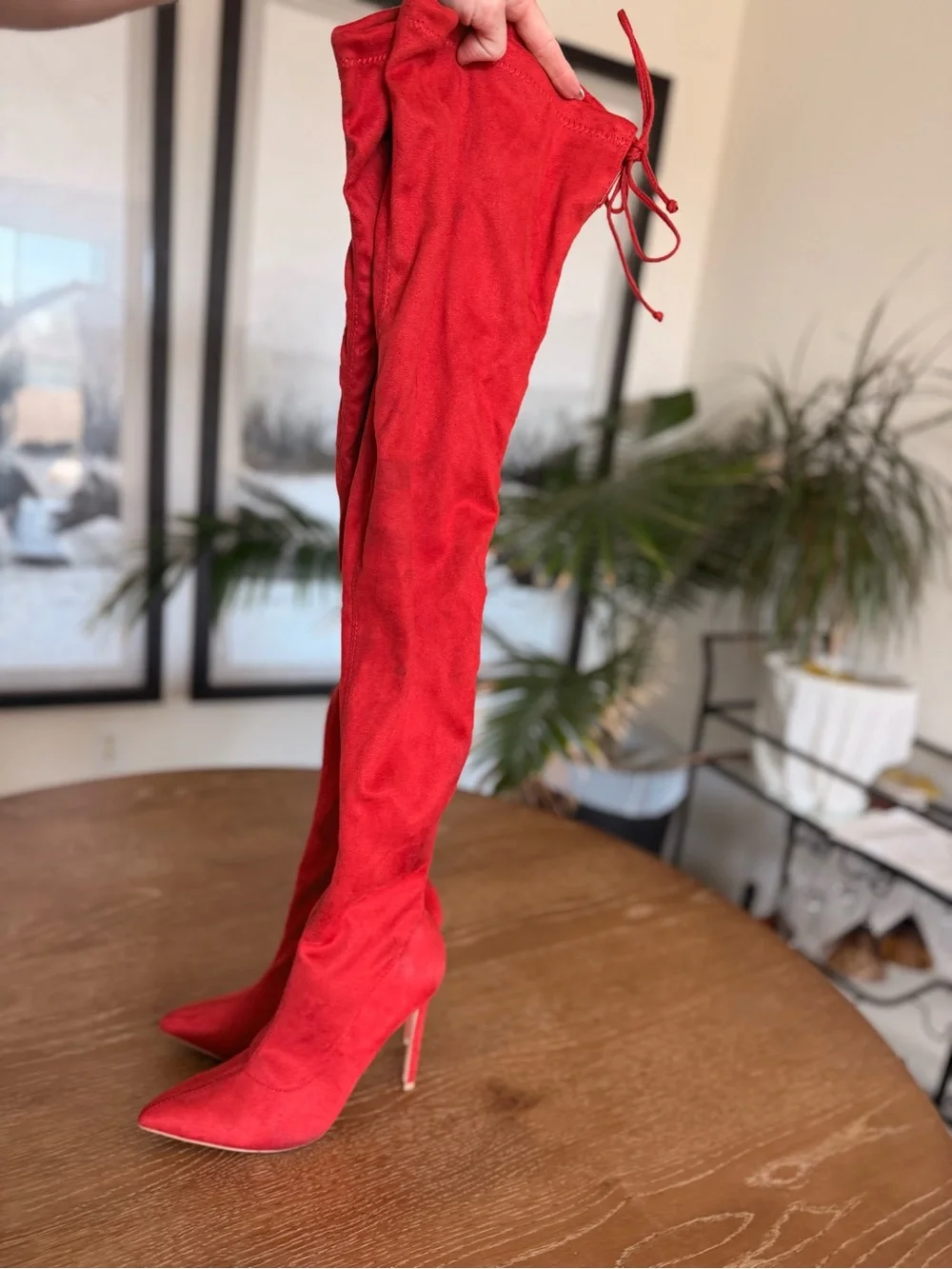 Red Over-the-Knee Stiletto Boots